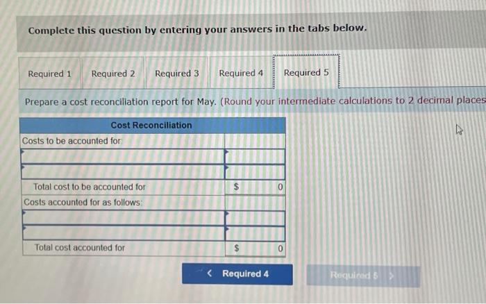 per equivalent unit for materlals and corversion for May. 3. Compute the