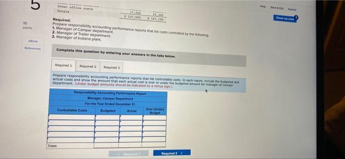 manager of Travel Free's Indiana plant. The Camper and Trailer operating departments