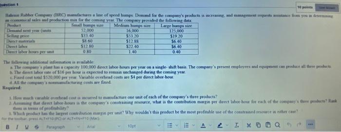 managerial accounting i need the answer fast please Question 10 points Haram
