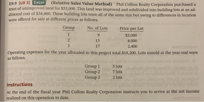  17 F9.9 (LO 3) Excel (Relative Sales Value Method) Phil Collins