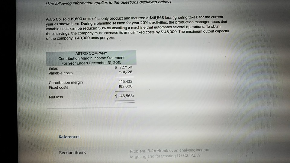  IThe following information applies to the questions displayed below Astro Co.