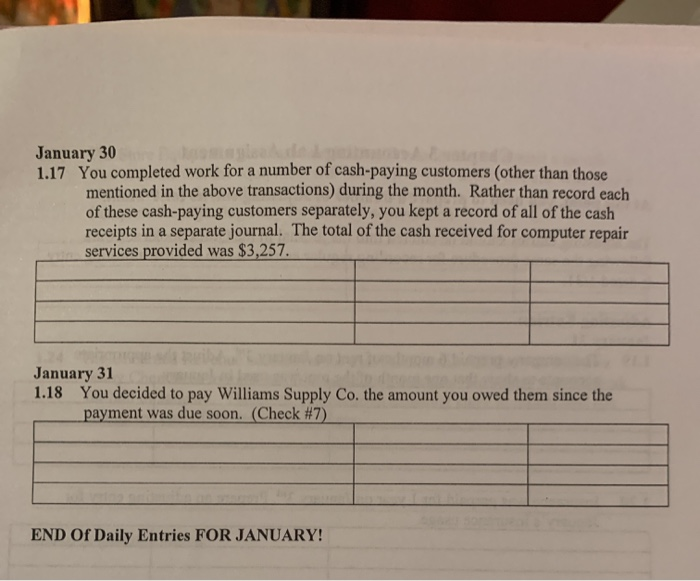 Lab 2. Each adjusting entry is dated 1/31. Adjusting Entries: January 31