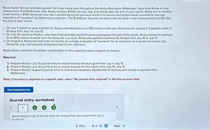  please answer all required forms. Thank you. Rocky Guide Service provides