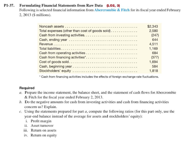  Required a. Prepare the income statement, the balance sheet, and the