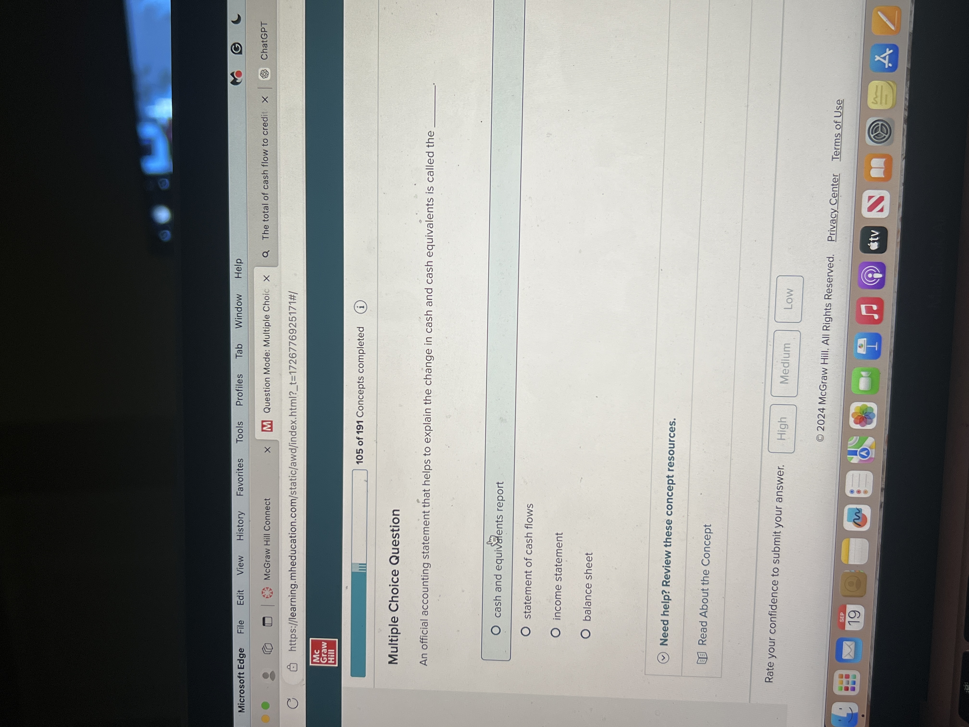  Multiple Choice Question An official accounting statement that helps to explain