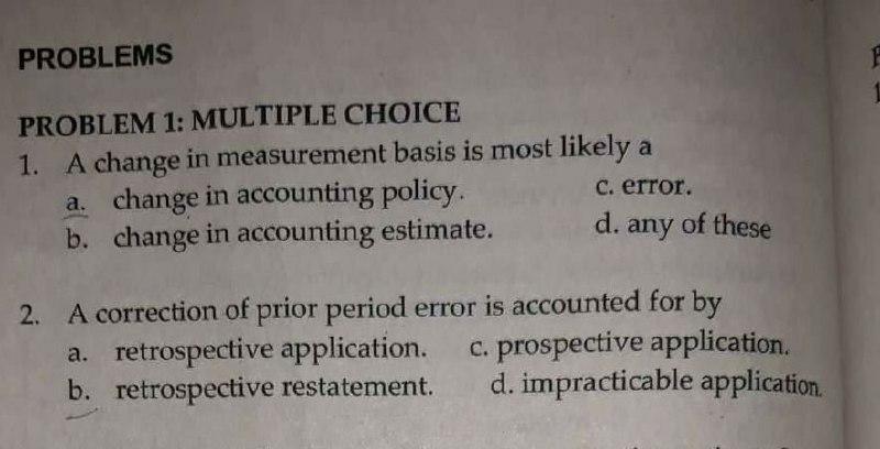 Answer Fast PROBLEMS PROBLEM 1: MULTIPLE CHOICE 1. A change in measurement