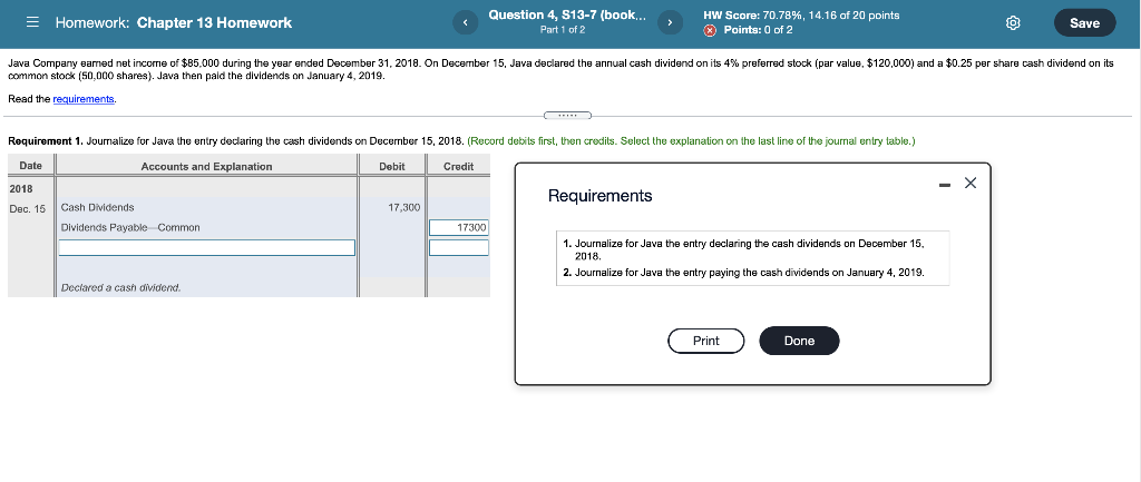  = Homework: Chapter 13 Homework Question 4, S13-7 (book... Part 1
