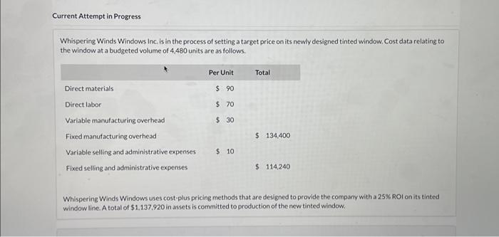  Current Attempt in Progress Whispering Winds Windows Inc. is in the