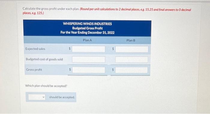 in 2022. Plan A would increase the selling price per unit from