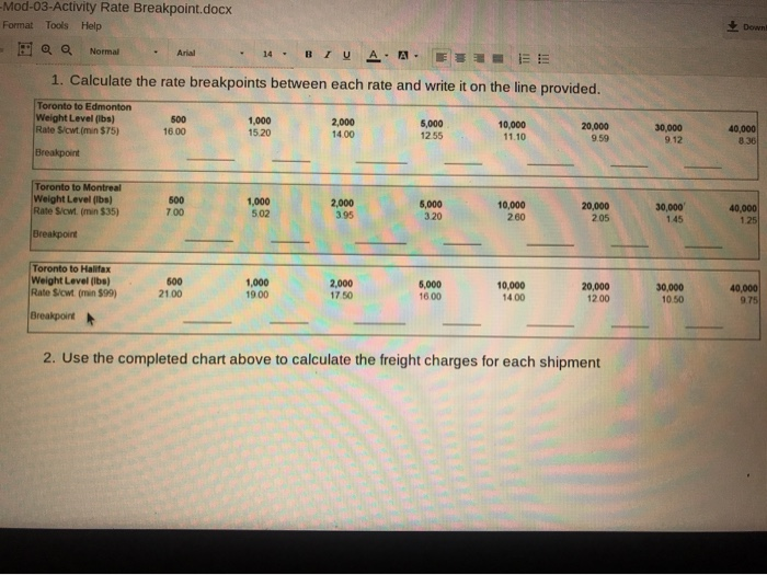  -Mod-03-Activity Rate Breakpoint.docx Format Tools Help Down Normal Arial 14. BI