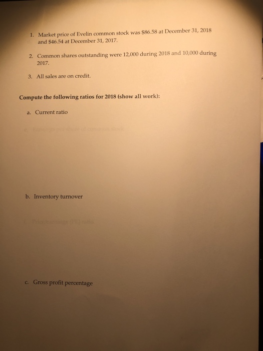 follow: Evelin, Inc. Comparative Income Statement Years Ended December 31, 2018 and