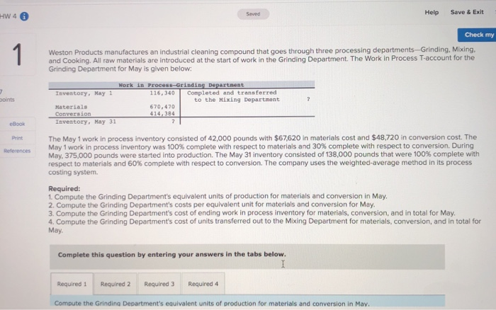  Sarved Help HW 4 Save & Exit Check my 1 Weston