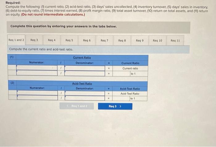 follow. (All sales were on credit; selected balance sheet amounts at December