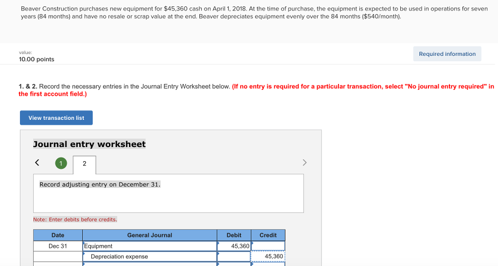 What i have entered is incorrect, please help! Beaver Construction purchases new