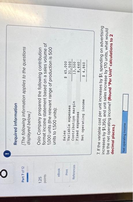 the following contribution format income statement based on a sales volume of
