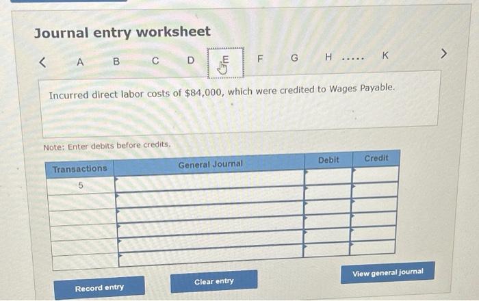 from the materials inventory. 4. Issued $94,000 in direct materials to the