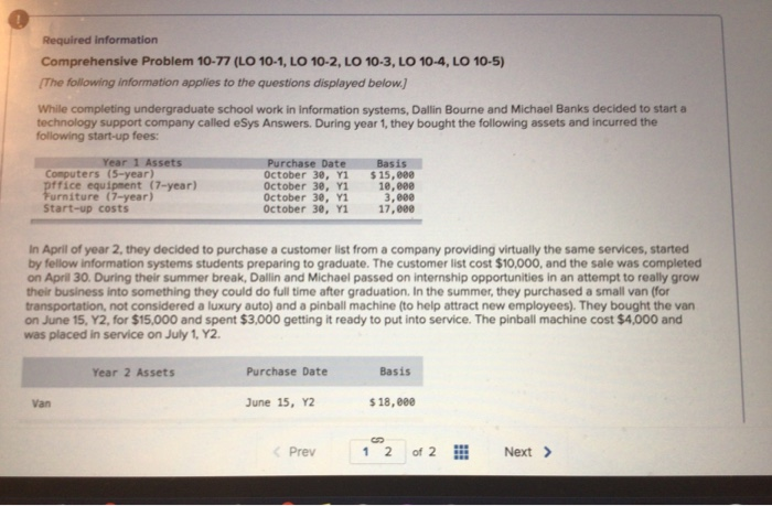  Required information Comprehensive Problem 10-77 (LO 10-1, LO 10-2, LO 10-3,