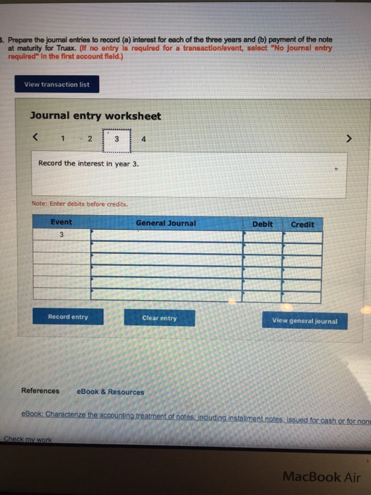 a $750,000, three-year note that specified 4% insorest, payable annually on December