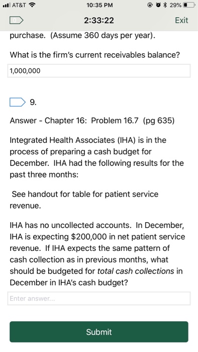  AT&T @ O * 29% iO 10:35 PM 2:33:22 Exit purchase.