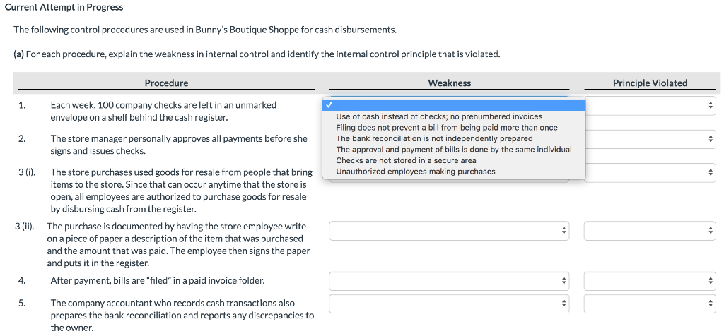 Current Attempt in Progress The following control procedures are used in