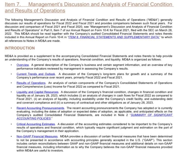 the year ended January 29,2022 , to January 28,2023 . What does