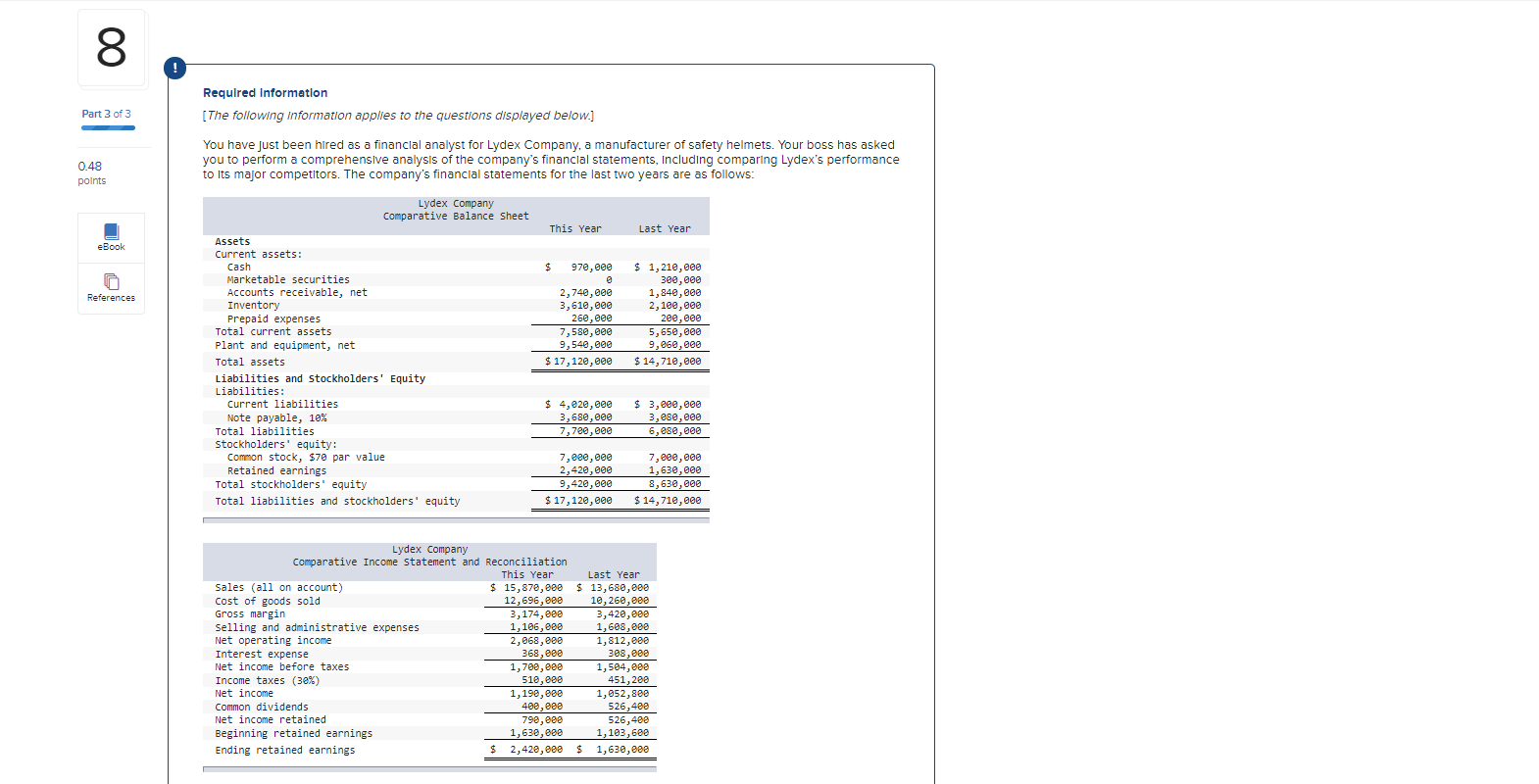 Please help me with question asap. Thanks. 00 8 ! Required Information