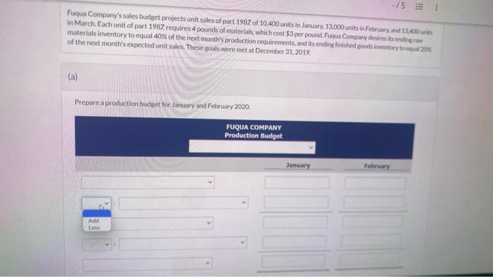 part 1987 requires 4 pounds of materials, which cost $3 per pound.