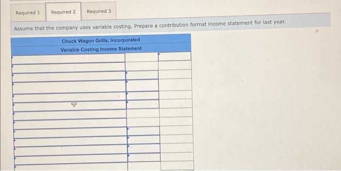 questions displayed below.] Chuck Wagon Grills, Incorporated, makes a single product-a handmade