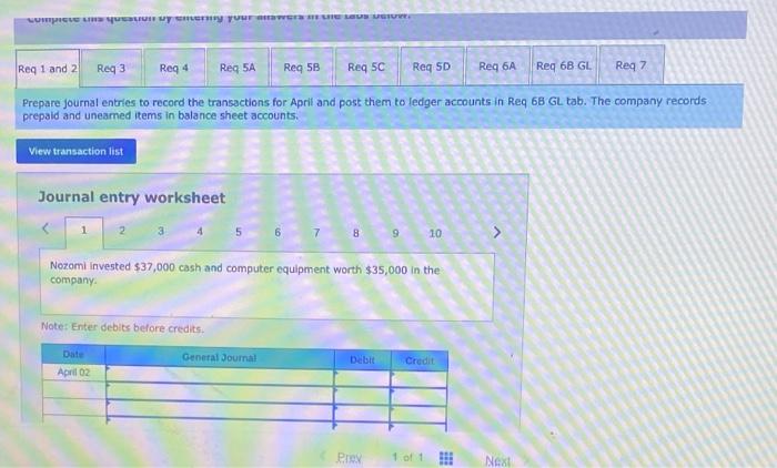 cash and computer equipment worth $35,000 in the company. April 3 The