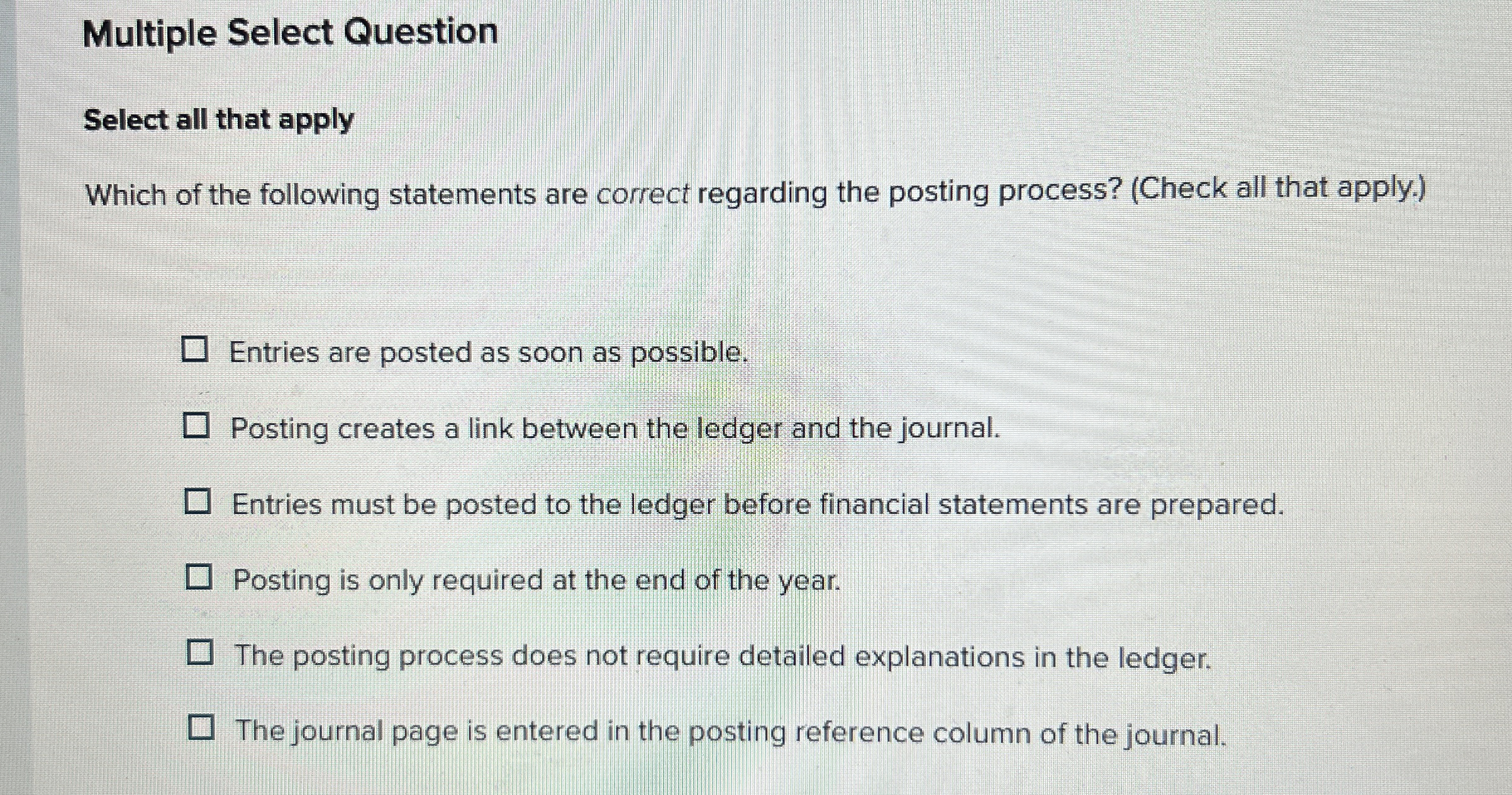 Multiple Select Question Select all that apply Which of the following