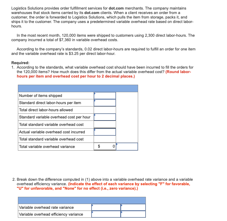  Logistics Solutions provides order fulfillment services for dot.com merchants. The company