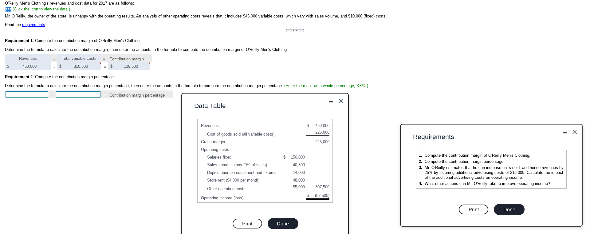 How did total variable cost come out to $310,500? O'Reilly Men's Clothing's