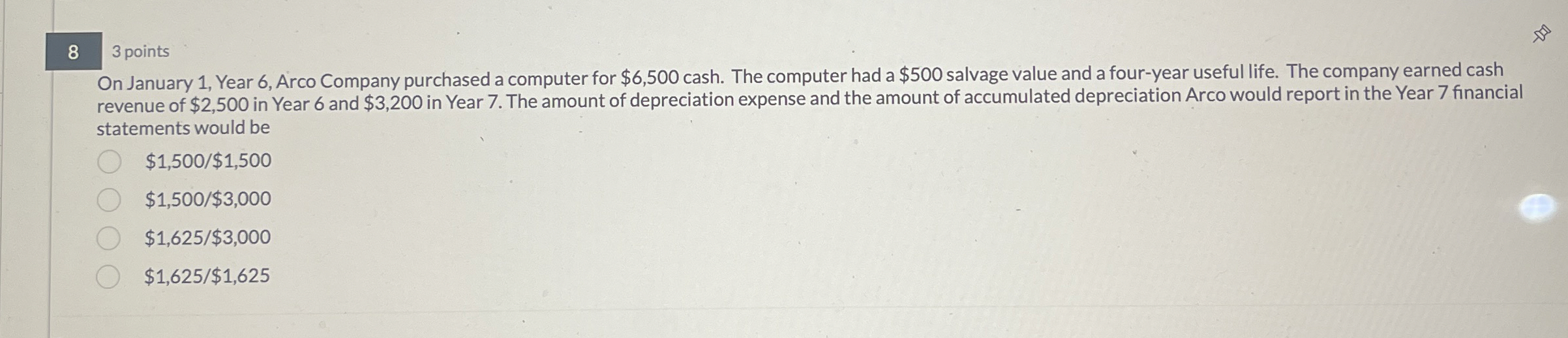  83 points On January 1, Year 6, Arco Company purchased a