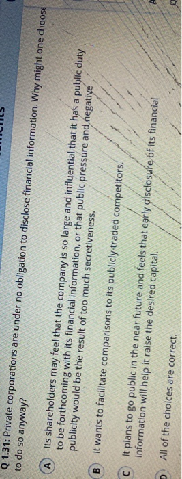 answer this one to please . A Q 1.31: Private corporations are
