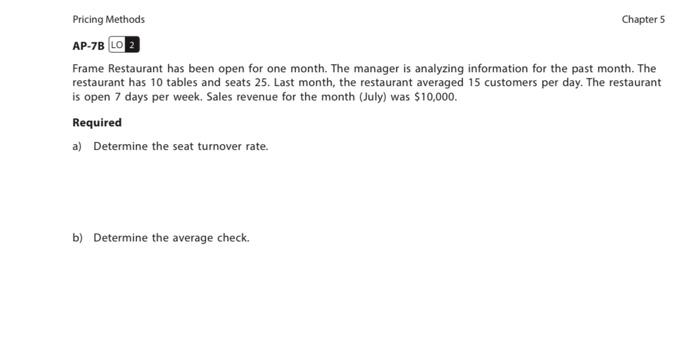  AP-7B LO2 Frame Restaurant has been open for one month. The