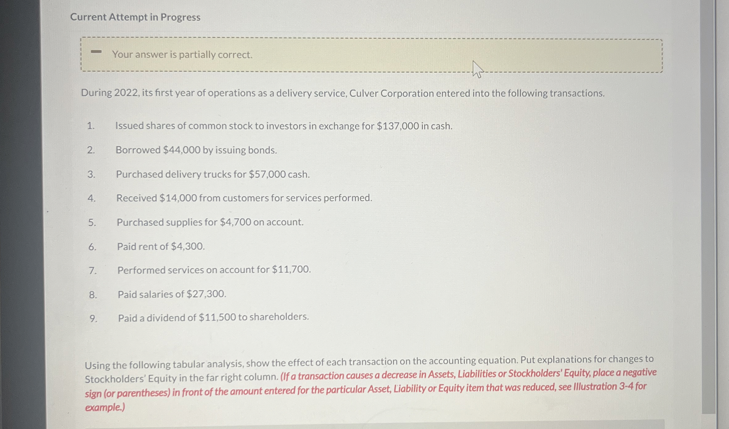  Your answer is partially correct. During 2022, its first year of