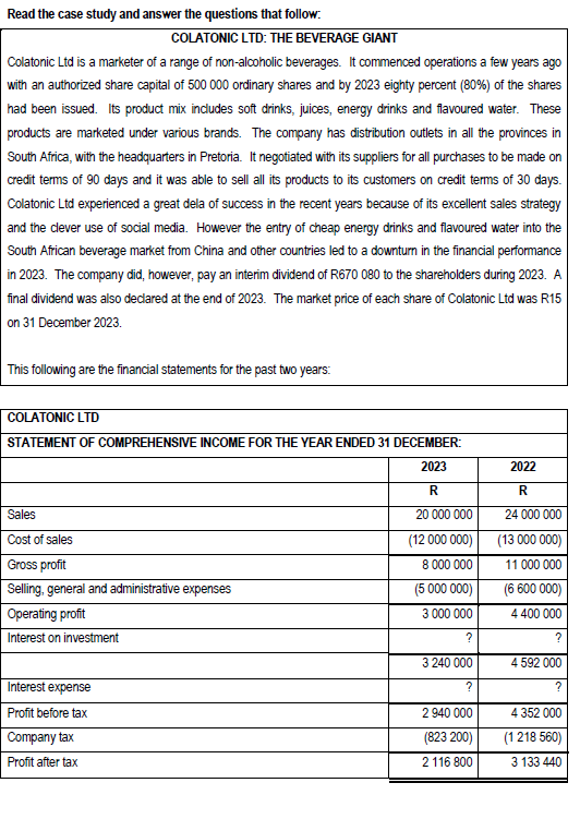  QUESTION 3 (25 MARKS) REQUIRED Study the information provided by the