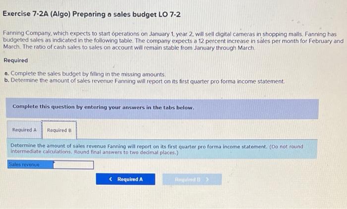 7-2 Fanning Company, which expects to start operations on January 1, year