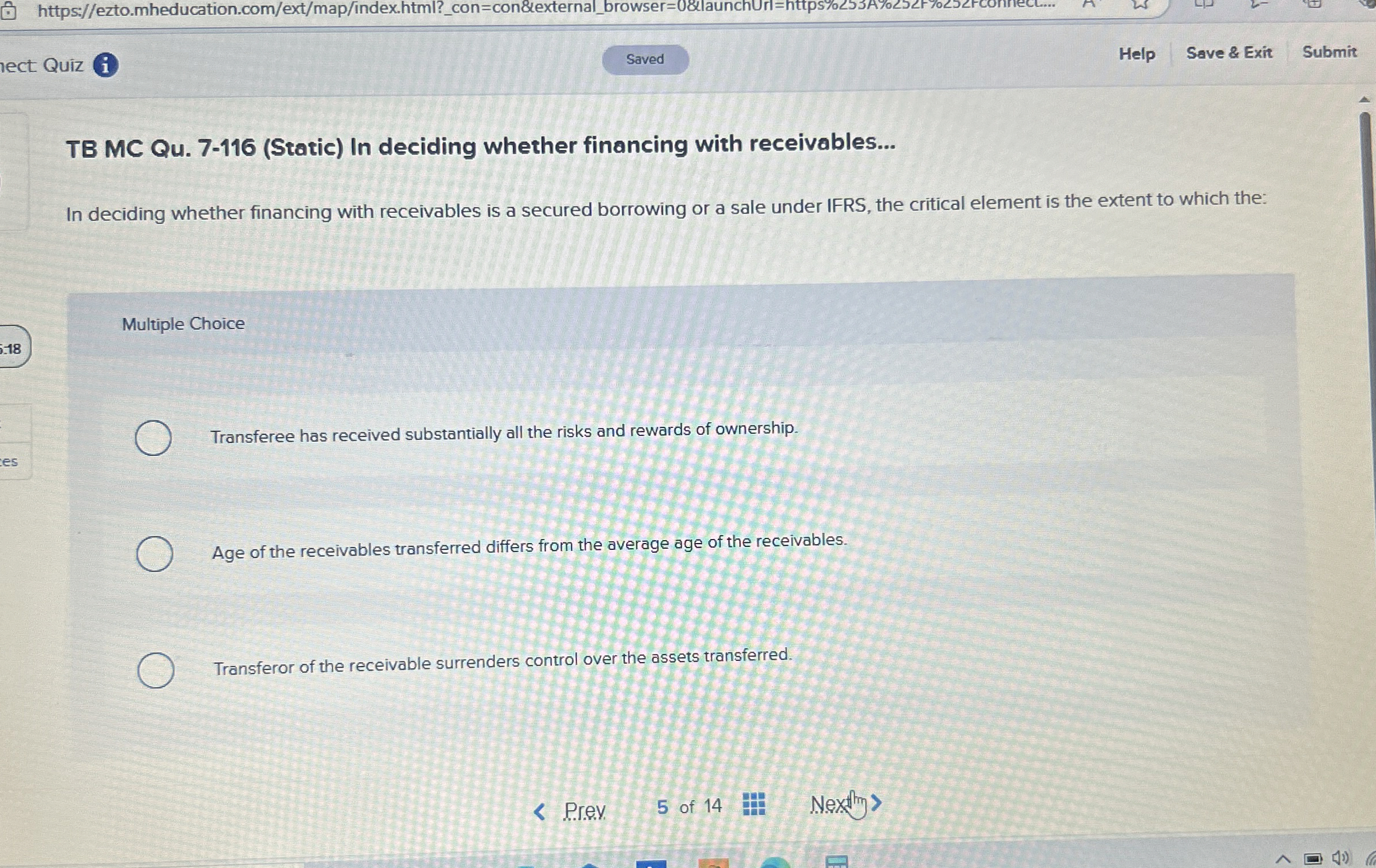  TB MC Qu.7-116(Static) In deciding whether financing with receivables... In deciding