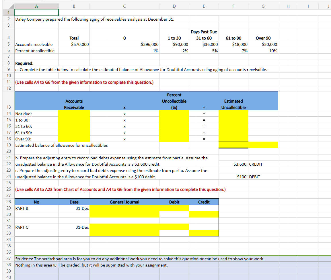 Please answer the highlight cells with EXCEL FORMULAS ONLY b. Prepare the