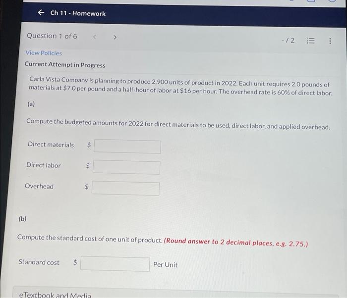 please post fulk answer only 6 Ch 11 - Homework Question 1