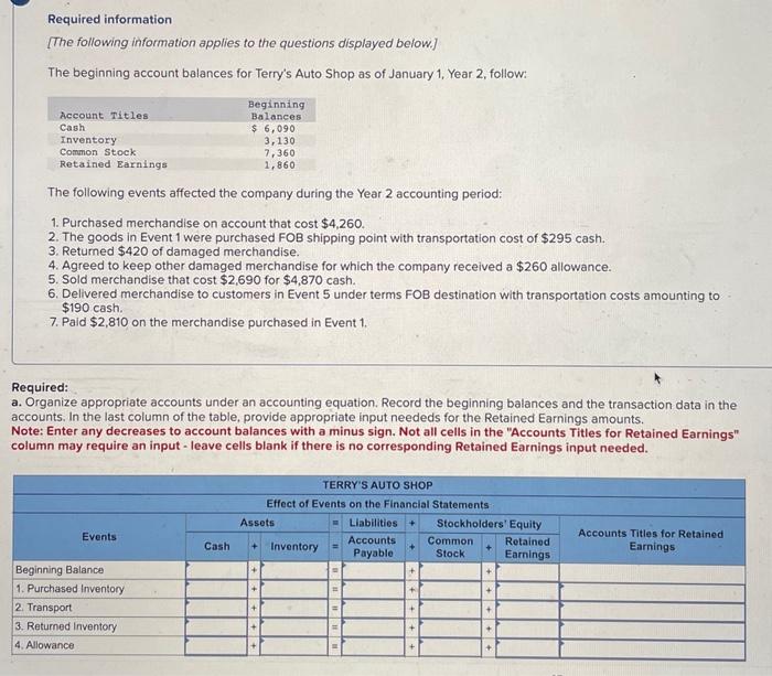  Please answer all and I will upvote! Required information [The following