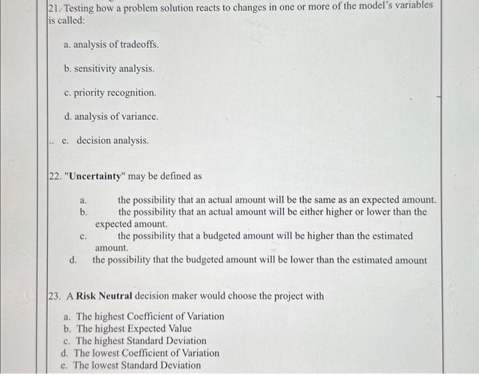  21. Testing how a problem solution reacts to changes in one