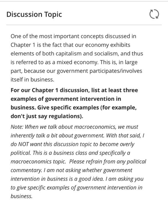 Please Help ! Discussion Topic One of the most important concepts discussed