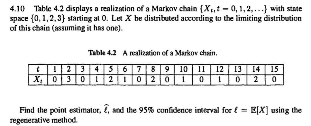 I need correct solution 4.10 Table 4.2 displays a realization of a