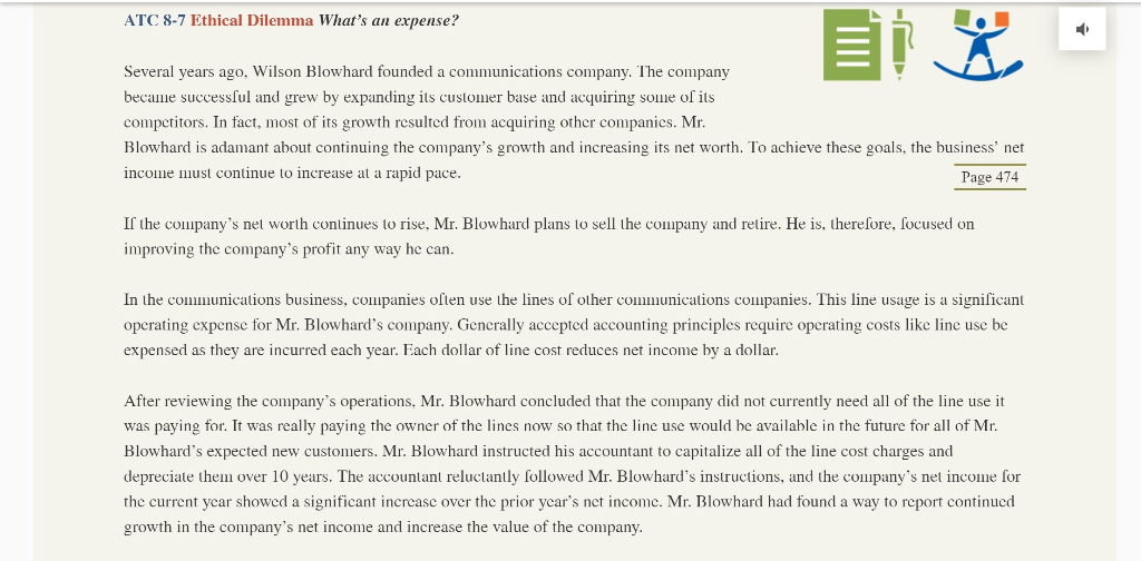 Analyze ATC8-7 from Chapter 8 in the text that I have attached