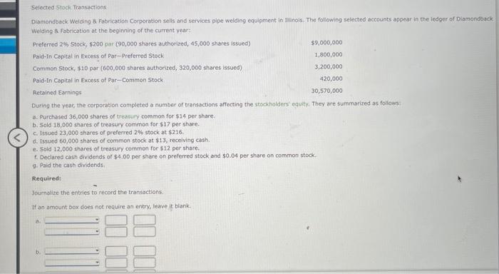 Hello please help Selected Stock Transactions Diamondback Welding & Fabrication Corporation sells