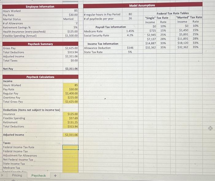 functions to calculate the Federal Income Tax Rate. a. The federal tax