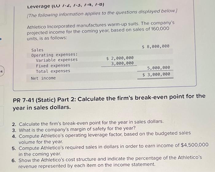 7-3, 7-4, 7-8) [The following information applies to the questions displayed below]