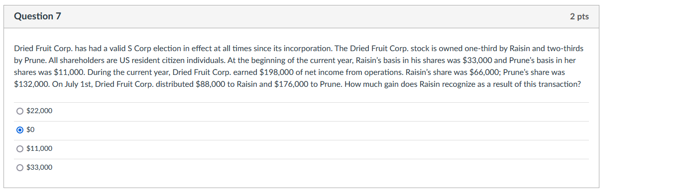  Question 7 2 pts Dried Fruit Corp. has had a valid